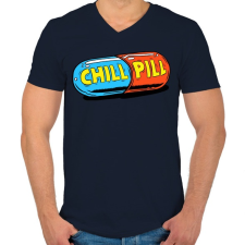 PRINTFASHION Chill Pill - Férfi V-nyakú póló - Sötétkék férfi póló