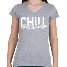 PRINTFASHION Chill time - Női V-nyakú póló - Sport szürke