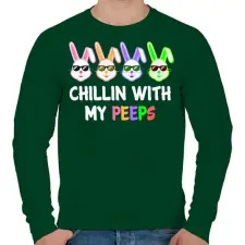 PRINTFASHION Chillin rabbits - Férfi pulóver - Sötétzöld férfi pulóver, kardigán