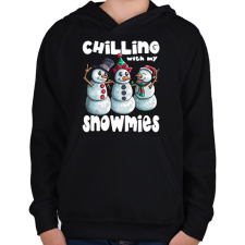 PRINTFASHION Chillin with snowmiees - Gyerek kapucnis pulóver - Fekete gyerek pulóver, kardigán