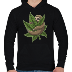 PRINTFASHION Chilling Sloth - Férfi kapucnis pulóver - Fekete