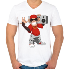 PRINTFASHION Chimpanzee - Férfi V-nyakú póló - Fehér férfi póló