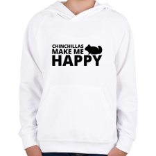 PRINTFASHION Chinchillas make me happy - Gyerek kapucnis pulóver - Fehér gyerek pulóver, kardigán