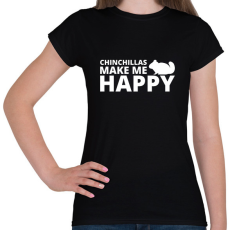 PRINTFASHION Chinchillas make me happy - Női póló - Fekete