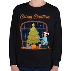 PRINTFASHION Chinny Christmas - Gyerek pulóver - Fekete