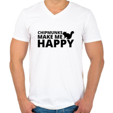 PRINTFASHION Chipmunks make me happy - Férfi V-nyakú póló - Fehér férfi póló