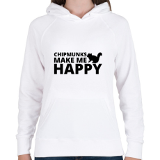 PRINTFASHION Chipmunks make me happy - Női kapucnis pulóver - Fehér