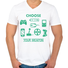 PRINTFASHION choose your weapon - Férfi V-nyakú póló - Fehér férfi póló