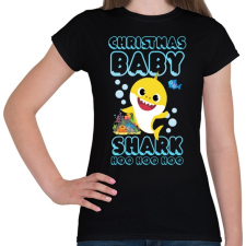 PRINTFASHION Christmas Baby Shark - Női póló - Fekete női póló