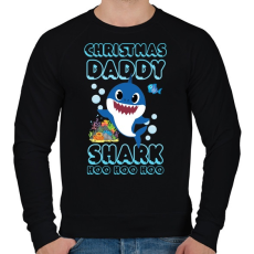 PRINTFASHION Christmas Daddy Shark - Férfi pulóver - Fekete