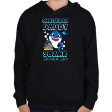 PRINTFASHION Christmas Daddy Shark - Gyerek kapucnis pulóver - Fekete gyerek pulóver, kardigán