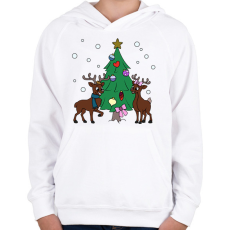 PRINTFASHION Christmas - Gyerek kapucnis pulóver - Fehér