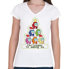 PRINTFASHION Christmas is among us - Női V-nyakú póló - Fehér női póló