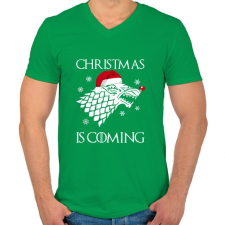 PRINTFASHION Christmas is coming! - Férfi V-nyakú póló - Zöld férfi póló