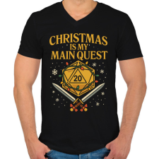 PRINTFASHION Christmas is my main quest - Férfi V-nyakú póló - Fekete férfi póló