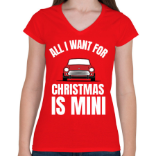 PRINTFASHION CHRISTMAS MINI - Női V-nyakú póló - Piros női póló