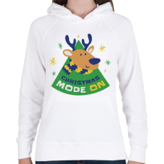 PRINTFASHION Christmas mode ON - Karácsonyi hangulat - Női kapucnis pulóver - Fehér