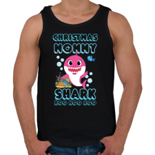 PRINTFASHION Christmas Mommy Shark - Férfi atléta - Fekete atléta, trikó