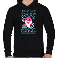 PRINTFASHION Christmas Mommy Shark - Férfi kapucnis pulóver - Fekete férfi pulóver, kardigán