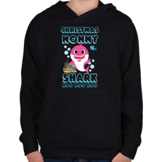 PRINTFASHION Christmas Mommy Shark - Gyerek kapucnis pulóver - Fekete