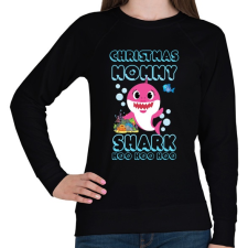 PRINTFASHION Christmas Mommy Shark - Női pulóver - Fekete női pulóver, kardigán