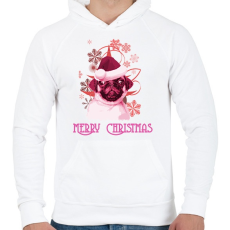 PRINTFASHION christmas pug - Férfi kapucnis pulóver - Fehér