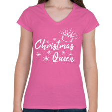 PRINTFASHION Christmas Queen - Női V-nyakú póló - Rózsaszín női póló