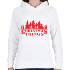 PRINTFASHION Christmas things Sranger Things póló - Női kapucnis pulóver - Fehér női pulóver, kardigán