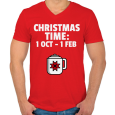 PRINTFASHION CHRISTMAS TIME - Férfi V-nyakú póló - Piros