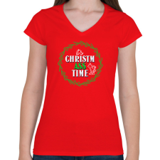 PRINTFASHION ChristmASS 6 - Női V-nyakú póló - Piros női póló