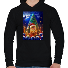 PRINTFASHION Christmasuj - Férfi kapucnis pulóver - Fekete férfi pulóver, kardigán