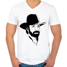 PRINTFASHION Chuck Norris - Férfi V-nyakú póló - Fehér férfi póló