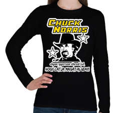 PRINTFASHION Chuck Norris látja magát aludni - Női hosszú ujjú póló - Fekete női póló