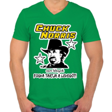 PRINTFASHION Chuck Norris nem lélegzik, fogva tartja a levegőt! - Férfi V-nyakú póló - Zöld