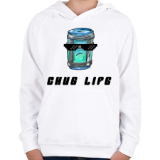 PRINTFASHION Chug Life - Fortnite - Gyerek kapucnis pulóver - Fehér gyerek pulóver, kardigán