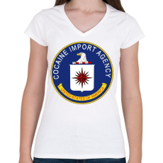 PRINTFASHION CIA cocain import agency - Női V-nyakú póló - Fehér