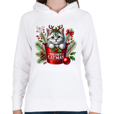 PRINTFASHION cica (1) - Női kapucnis pulóver - Fehér