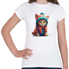 PRINTFASHION Cica a hóban - Női póló - Fehér női póló