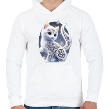 PRINTFASHION Cica alebrije stílusban - Férfi kapucnis pulóver - Fehér férfi pulóver, kardigán