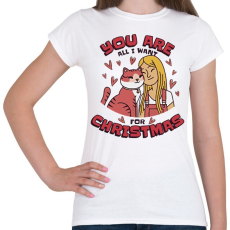PRINTFASHION Cica, amit karácsonyra akarok - Női póló - Fehér