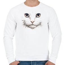 PRINTFASHION Cica arc - Férfi pulóver - Fehér