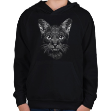 PRINTFASHION Cica arc sötét alaphoz - Gyerek kapucnis pulóver - Fekete gyerek pulóver, kardigán