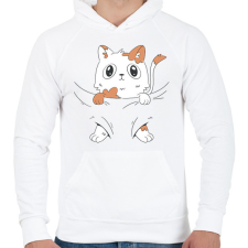 PRINTFASHION Cica baba - Férfi kapucnis pulóver - Fehér férfi pulóver, kardigán