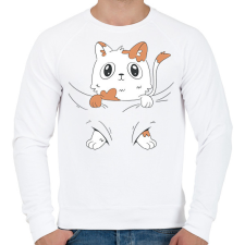 PRINTFASHION Cica baba - Férfi pulóver - Fehér férfi pulóver, kardigán