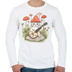 PRINTFASHION Cica banjóval - Férfi hosszú ujjú póló - Fehér