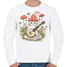 PRINTFASHION Cica banjóval - Férfi pulóver - Fehér férfi pulóver, kardigán