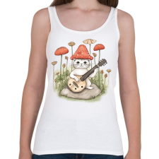 PRINTFASHION Cica banjóval - Női atléta - Fehér női trikó