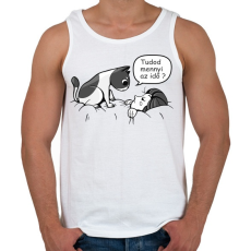 PRINTFASHION Cica barát - tudod mennyi az idő - Férfi atléta - Fehér