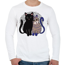 PRINTFASHION Cica barátok - Férfi hosszú ujjú póló - Fehér férfi póló