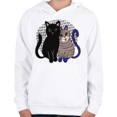 PRINTFASHION Cica barátok - Gyerek kapucnis pulóver - Fehér